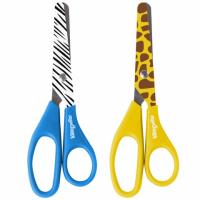 Ножницы ЮНЛАНДИЯ "САФАРИ", 130 мм, с цветной печатью, картонная упаковка с подвесом, ассорти