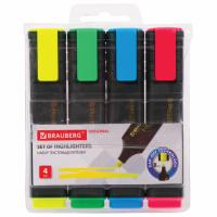 Набор текстовыделителей 4 ЦВЕТА, BRAUBERG "ORIGINAL", линия письма 1-5 мм