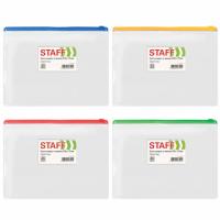 Папка-конверт на молнии МАЛОГО ФОРМАТА (240х175 мм), А5, карман для визиток, прозрачная, 0,12 мм, STAFF