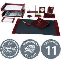 Набор подарочный настольный BESTAR "Platon" из дерева, 11 предметов, цвет "красное дерево"