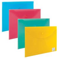 Папка-конверт с кнопкой BRAUBERG "My CLEAR BAG", А4, до 100 листов, прозрачная, ассорти, 0,15 мм