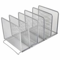 Подставка для сортировки писем и бумаг 5-ти секционная BRAUBERG "Germanium", 195х365х205 мм, серебро