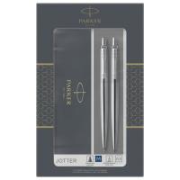 Набор PARKER "Jotter Stainless Steel CT": шариковая ручка синяя и механический карандаш