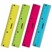 Линейка пластиковая 15 см ЮНЛАНДИЯ "Color", тонированная, ассорти