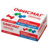 Силовые кнопки-гвоздики ОФИСМАГ, цветные, 50 шт., в картонной коробке.