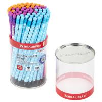Карандаш чернографитный BRAUBERG "EXAM", 1 шт., HB, с ластиком, корпус ассорти