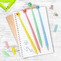 Ручка фигурная шариковая ЮНЛАНДИЯ "Смайлик", силиконовый корпус, ассорти, СИНЯЯ, пишущий узел 0,7 мм