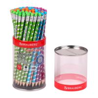 Карандаш чернографитный BRAUBERG "SILVER LINE", 1 шт., HB, с ластиком, корпус ассорти, 181749