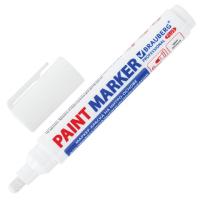 Маркер-краска лаковый (paint marker) 6 мм, БЕЛЫЙ, НИТРО-ОСНОВА, BRAUBERG PROFESSIONAL PLUS EXTRA
