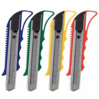 Нож канцелярский 18 мм STAFF "Profit", усиленный, металлические направляющие, автофиксатор, ассорти