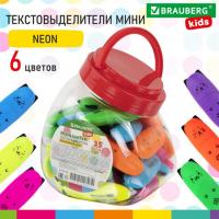 Текстовыделитель мини BRAUBERG KIDS "CUTE CATS NEON", АССОРТИ В ПЛАСТИКОВОЙ БАНКЕ, 1-5 мм