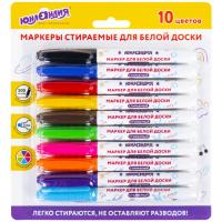 Маркеры стираемые для белой доски НАБОР 10 ЦВЕТОВ, ЮНЛАНДИЯ "COLORWAY", 3 мм