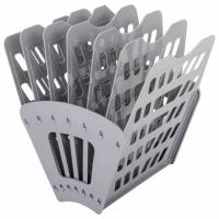 Лоток для бумаг веерный BRAUBERG "Basic" 7-ми секционный, 6 отделений, сетчатый, серый