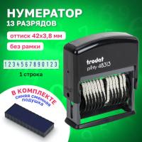 Нумератор 13-разрядный, оттиск 42х3,8 мм, синий, TRODAT 48313, корпус черный