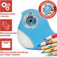 Точилка механическая ПИФАГОР "Птичка", корпус голубой