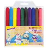 Фломастеры ЮНЛАНДИЯ 10 цветов, "ЮНЛАНДИК В АРКТИКЕ", утолщенные, ударопрочный наконечник, ПВХ