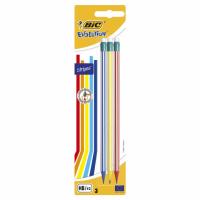 Карандаши чернографитные BIC Evolution "Stripes", НАБОР 3 шт., HB, с ластиком, блистер