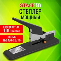 Степлер МОЩНЫЙ № 24/6-23/15 металлический STAFF "HEAVY DUTY ECO", до 100 листов, черный