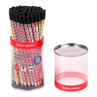 Карандаш чернографитный BRAUBERG "PATTERNS", 1 шт., HB, с ластиком, корпус ассорти