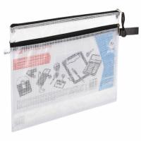 Папка-конверт на молнии А4 (335х243 мм), 2 отделения, ПВХ, прозрачная, 0,3 мм, BRAUBERG "Solid"