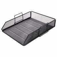 Лоток горизонтальный металлический для бумаг BRAUBERG "Germanium", А4 (260х337х77 мм), черный