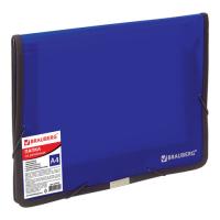 Папка на резинках BRAUBERG, широкая, А4, 330х240 мм, синяя, до 500 листов, 0,6 мм