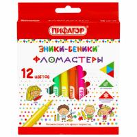 Фломастеры ПИФАГОР "ЭНИКИ-БЕНИКИ", 12 цветов, вентилируемый колпачок