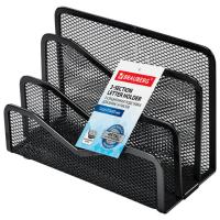 Подставка для бумаг и писем BRAUBERG "Germanium", металлическая, 3 секции, 122х173х83 мм, черная