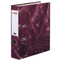 Папка-регистратор STAFF "Basic" БЮДЖЕТ с мраморным покрытием, 70 мм, без уголка, красная