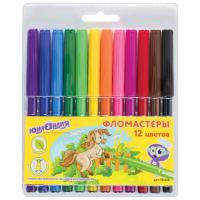 Фломастеры ЮНЛАНДИЯ 12 цветов, "УРОКИ РИСОВАНИЯ", вентилируемый колпачок, ПВХ