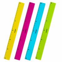 Линейка пластиковая 30 см ЮНЛАНДИЯ "Color", тонированная, ассорти