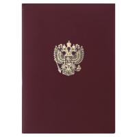 Папка адресная бумвинил с гербом России, формат А4, бордовая, индивидуальная упаковка, STAFF "Basic"