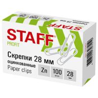 Скрепки STAFF, 28 мм, оцинкованные, 100 шт., в картонной коробке