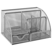 Подставка-органайзер металлическая BRAUBERG "Germanium", 7 секций, 125х220х140 мм, серебро