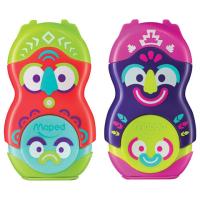 Точилка MAPED "Loopy Fancy", с контейнером и стирательной резинкой, корпус ассорти