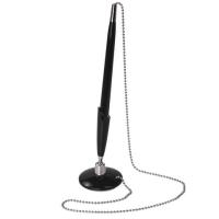 Ручка шариковая настольная BRAUBERG "Стенд-Пен Блэк1", СИНЯЯ, цепочка, корпус черный, линия письма 0,5 мм