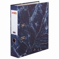 Папка-регистратор STAFF "Basic" БЮДЖЕТ с мраморным покрытием, 70 мм, без уголка, синяя