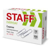 Скрепки STAFF "EVERYDAY", 28 мм, никелированные, 100 шт., в картонной коробке
