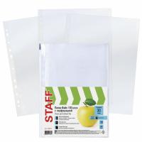 Папки-файлы перфорированные, А4, STAFF "STANDARD", КОМПЛЕКТ 100 шт., гладкие, "Яблоко", 30 мкм