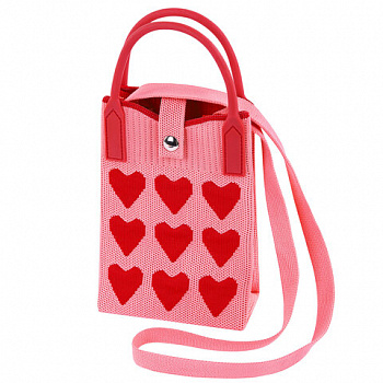 Сумочка-органайзер повседневная HEIKKI KNIT (ХЕЙКИ) кросс боди, вязаная, 17х12х5 см, "Hearts"