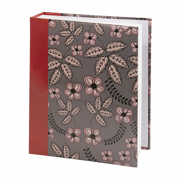 Фотоальбом BRAUBERG на 200 фото 10х15 см, твердая обложка, "Флора", серый с красным
