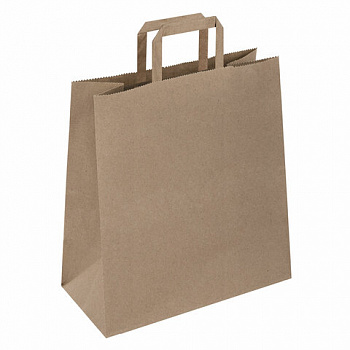 Крафт-пакет бумажный 24х14х29 см, КОМПЛЕКТ 50 шт., плоские ручки, плотность 90 г/м2, LAIMA ECO CRAFT