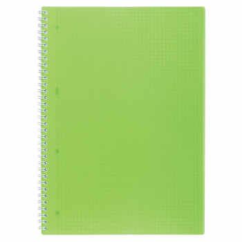 Тетрадь обложка пластик, А4, 80 л., гребень, клетка, HATBER, "LINE NEON" Зеленая, 081542, 80Т4В1гр_03034