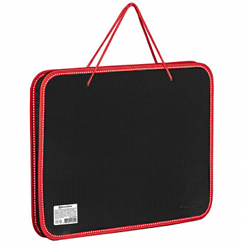 Папка на молнии пластиковая с ручками BRAUBERG "Contract", А4, 350х270х45 мм, черно-красная