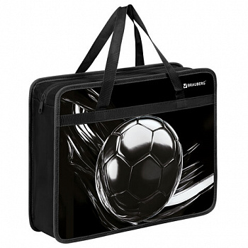 Папка на молнии с ручками BRAUBERG А4, 1 отделение, пластик, 80 мм, "Metal ball"