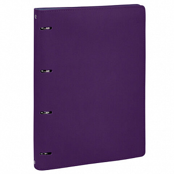 Тетрадь на кольцах БОЛЬШАЯ А4 (240х310 мм), 120 листов, под кожу, клетка, BRAUBERG "Joy", фиолетовый/светло-фиолетовый