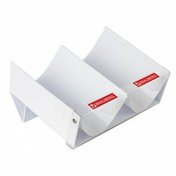 Желоб навесной/настольный для ручек и карандашей BRAUBERG, 2 отделения, 19х25 см, белый