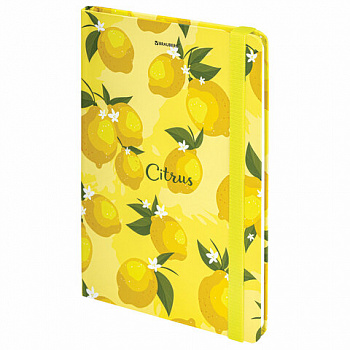 Блокнот с резинкой без линовки 96 л., А5 (145х203 мм), твердая обложка, BRAUBERG, "Lemons"
