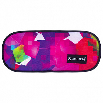 Пенал-косметичка BRAUBERG овальный, полиэстер, "Geometry", 22х9х5 см