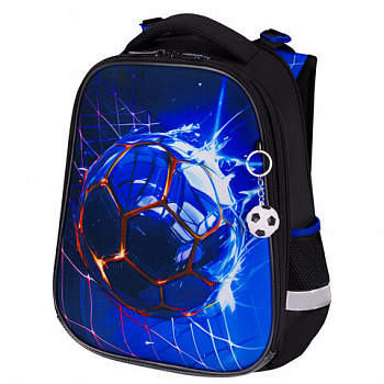 Ранец BRAUBERG PREMIUM, 2 отделения, с брелоком, "Score goal", 3D-панель, 38х29х16 см